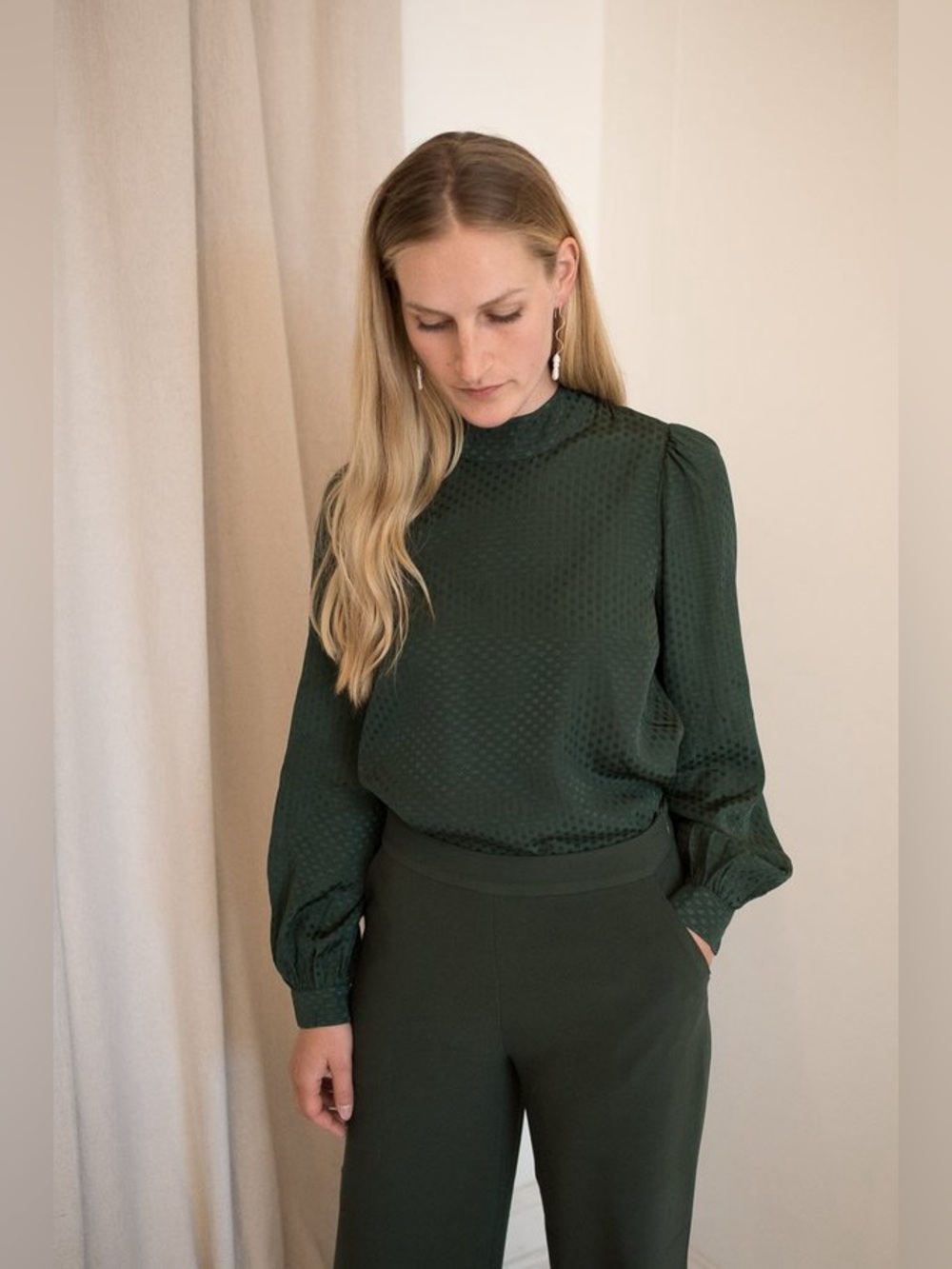 Just Female Eve Blouse in Dark Green XS A16